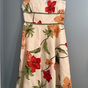 Floral Print Dress with Red and Green Accents